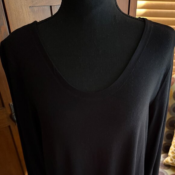 Eileen Fisher Simple Black Long Sleeve Dress Size Large - Picture 3 of 7